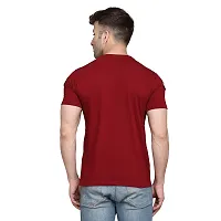 Stylish Maroon Cotton Blend Short Sleeves Solid T-Shirt For Men-thumb1