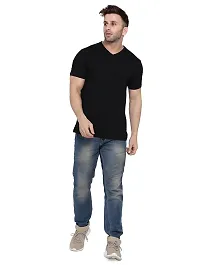 Stylish Cotton Blend Black Solid Tees For Men-thumb4