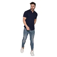 Stylish Navy Blue Cotton Blend Short Sleeves Regular Fit Casual Shirt For Men-thumb4