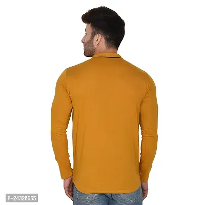 Stylish Golden Cotton Blend Long Sleeves Regular Fit Casual Shirt For Men-thumb2