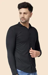 Stylish Black Cotton Blend Long Sleeves Regular Fit Casual Shirt For Men-thumb2