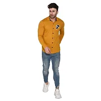Stylish Golden Cotton Blend Long Sleeves Regular Fit Casual Shirt For Men-thumb3