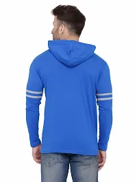 Stylish Blue Cotton Blend Hooded Tees For Men-thumb1