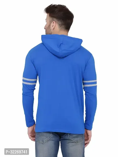 Stylish Blue Cotton Blend Hooded Tees For Men-thumb2