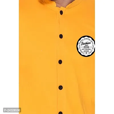 Stylish Yellow Cotton Blend Short Sleeves Regular Fit Casual Shirt For Men-thumb5