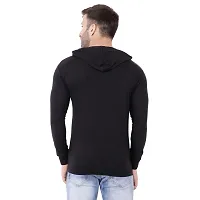 Stylish Black Cotton Blend Solid Long Sleeves Hoodies For Men-thumb1