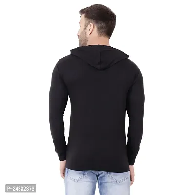 Stylish Black Cotton Blend Solid Long Sleeves Hoodies For Men-thumb2