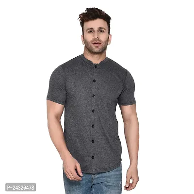 Stylish Grey Cotton Blend Short Sleeves Regular Fit Casual Shirt For Men