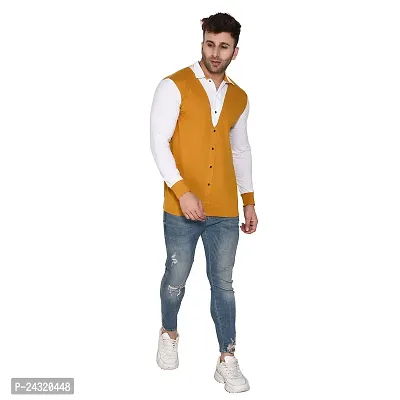 Stylish Mustard Cotton Blend Long Sleeves Regular Fit Casual Shirt For Men-thumb5