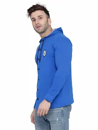 Trendy Blue Cotton Blend Solid Hoodies For Men-thumb2