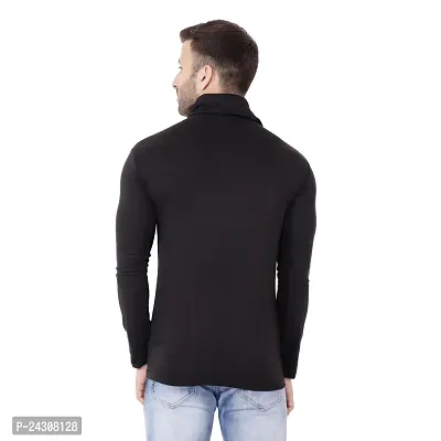 Stylish Black Cotton Blend Long Sleeves Solid T-Shirt For Men-thumb2