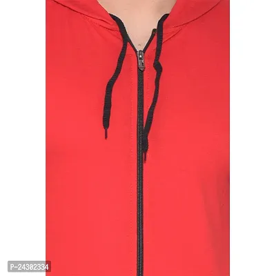 Stylish Red Cotton Blend Solid Sleeveless Hoodies For Men-thumb5