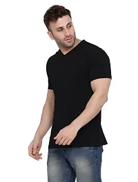 Stylish Cotton Blend Black Solid Tees For Men-thumb2