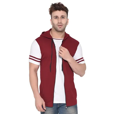 Trendy And Stylish Cotton Blend Solid Sleeveless Hoodies For Men
