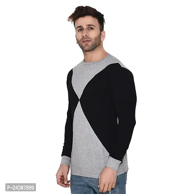 Stylish Multicoloured Cotton Blend Long Sleeves Solid T-Shirt For Men-thumb3