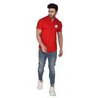 Stylish Red Cotton Blend Short Sleeves Regular Fit Casual Shirt For Men-thumb3