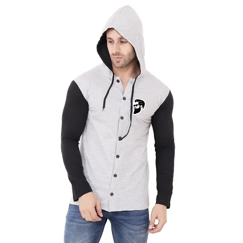 Trendy Blend Solid Hoodies For Men