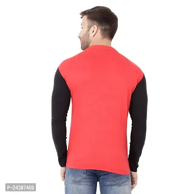 Stylish Red Cotton Blend Long Sleeves Solid T-Shirt For Men-thumb2