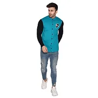 Stylish Turquoise Cotton Blend Long Sleeves Regular Fit Casual Shirt For Men-thumb3