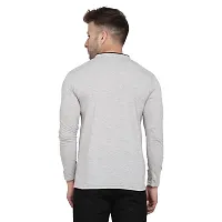 Stylish Silver Cotton Blend Long Sleeves Solid T-Shirt For Men-thumb1