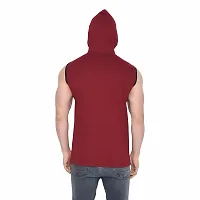 Stylish Multicoloured Cotton Blend Solid Sleeveless Hoodies For Men-thumb1