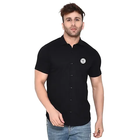 Tfurnish Blend Solid Short Sleeves Casual Shirts For Men