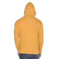 Stylish Golden Cotton Blend Solid Long Sleeves Hoodies For Men-thumb3