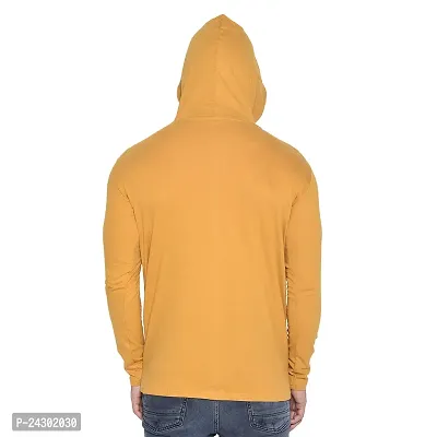 Stylish Golden Cotton Blend Solid Long Sleeves Hoodies For Men-thumb4