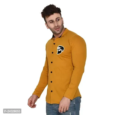 Stylish Golden Cotton Blend Long Sleeves Regular Fit Casual Shirt For Men-thumb3