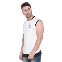 Stylish Cotton Blend White Solid Tees For Men-thumb2