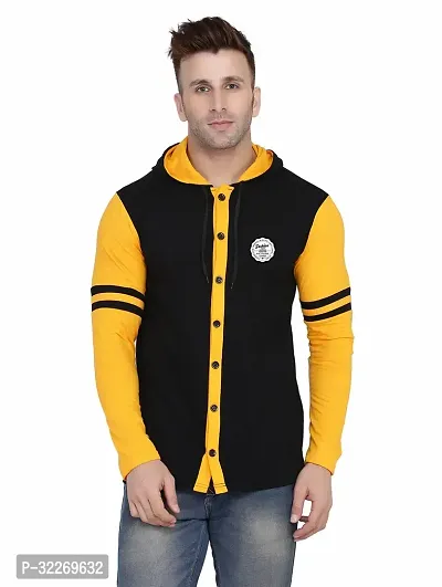 Stylish Multicoloured Cotton Blend Hooded Tees For Men-thumb0