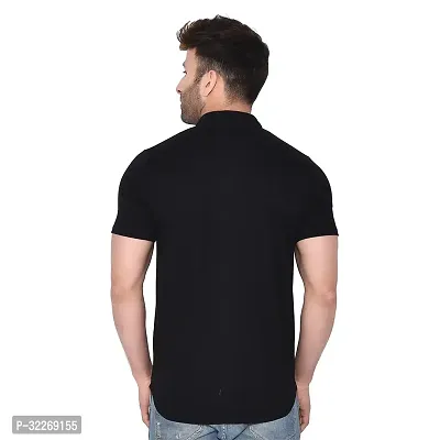 Stylish Black Cotton Blend Solid Short Sleeves Shirt For Men-thumb2