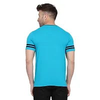 Stylish Turquoise Cotton Blend Short Sleeves Solid T-Shirt For Men-thumb1