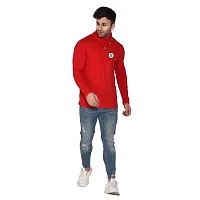 Stylish Red Cotton Blend Long Sleeves Solid T-Shirt For Men-thumb3