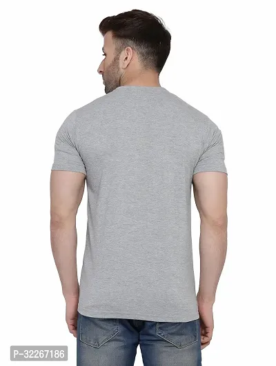 Stylish Cotton Blend Silver Solid Tees For Men-thumb2