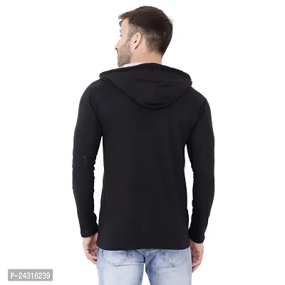 Trendy Black Cotton Blend Solid Hoodies For Men-thumb2