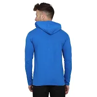 Stylish Blue Cotton Blend Solid Long Sleeves Hoodies For Men-thumb1