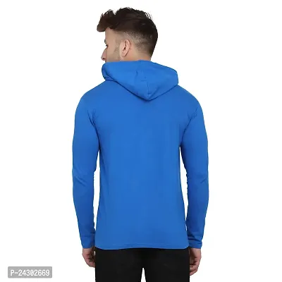 Stylish Blue Cotton Blend Solid Long Sleeves Hoodies For Men-thumb2