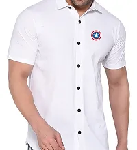 Stylish White Cotton Blend Solid Short Sleeves Shirt For Men-thumb3