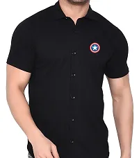 Stylish Black Cotton Blend Solid Short Sleeves Shirt For Men-thumb3