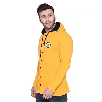 Trendy Yellow Cotton Blend Solid Hoodies For Men-thumb2