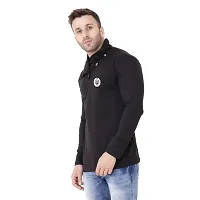 Stylish Black Cotton Blend Long Sleeves Solid T-Shirt For Men-thumb2