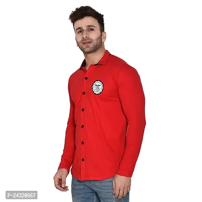 Stylish Red Cotton Blend Long Sleeves Regular Fit Casual Shirt For Men-thumb3