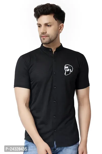 Stylish Black Cotton Blend Short Sleeves Regular Fit Casual Shirt For Men