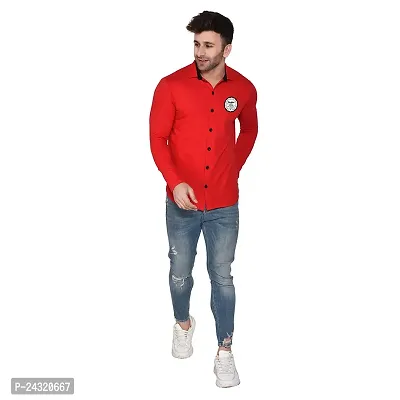 Stylish Red Cotton Blend Long Sleeves Regular Fit Casual Shirt For Men-thumb4