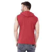 Stylish Maroon Cotton Blend Solid Sleeveless Hoodies For Men-thumb1