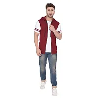 Stylish Maroon Cotton Blend Solid Short Sleeves Hoodies For Men-thumb3