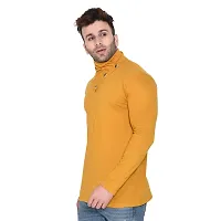 Stylish Golden Cotton Blend Long Sleeves Solid T-Shirt For Men-thumb2