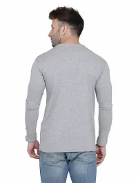 Stylish Cotton Blend Silver Solid Tees For Men-thumb1