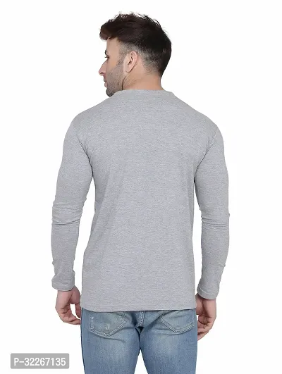 Stylish Cotton Blend Silver Solid Tees For Men-thumb2